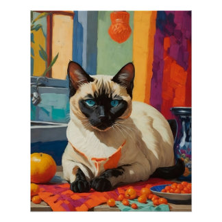 Siamese kat op aanrecht perfect poster