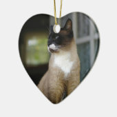 Siamese kat op de Porch Keramisch Ornament (Links)