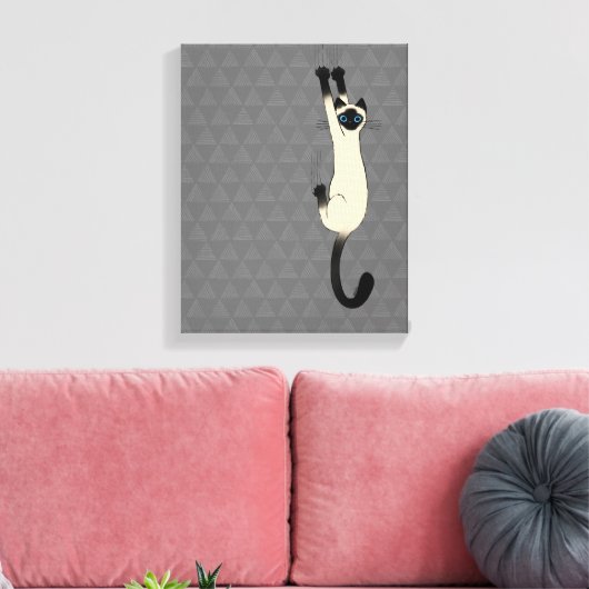 Siamese kat op | Funny Cat Canvas Afdruk (Insitu (Woonkamer))