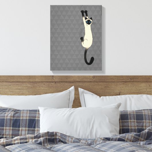 Siamese kat op | Funny Cat Canvas Afdruk (Insitu (Slaapkamer))