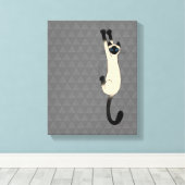 Siamese kat op | Funny Cat Canvas Afdruk (Insitu (Houten vloer))