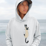 Siamese kat op | Funny Cat Hoodie<br><div class="desc">Grappig Cat Hoodie. Siamese Cat Lover's gekookte Sweatshirt. Wilde & Crazy Cat Hangen door wetten. Het maakt een groot cadeau voor katten. Bezoek Jenn's Doodle World voor nog meer grappige hemden en coole spullen met deze originele kunst. ©Jenn Kay</div>