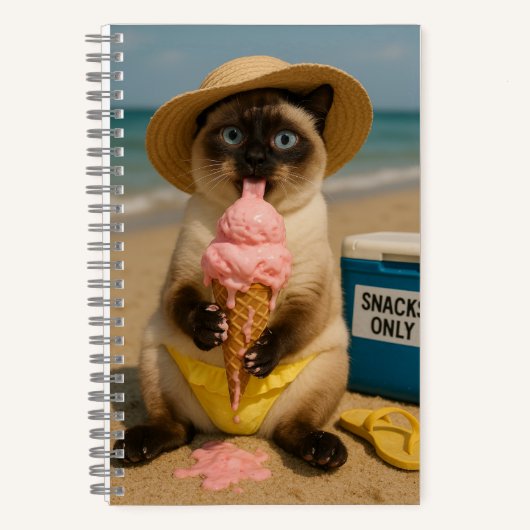 Siamese kat op het strand notitieboek (Voorkant)