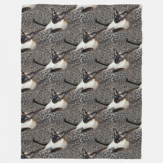 Siamese kat op luipaard zet Wilde Dierlijke Vlekke Fleece Deken (Voorkant)