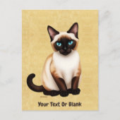 Siamese kat op oud papier briefkaart (Voorkant)