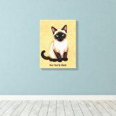 Siamese kat op oud papier canvas afdruk (Insitu (Houten vloer))