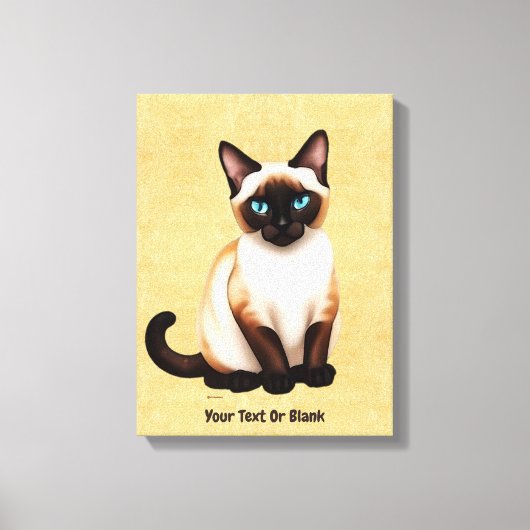 Siamese kat op oud papier canvas afdruk (Voorkant)