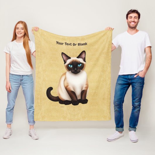 Siamese kat op oud papier fleece deken (In situ)