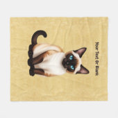 Siamese kat op oud papier fleece deken (Voorkant (Horizontaal))