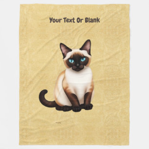 Siamese kat op oud papier fleece deken