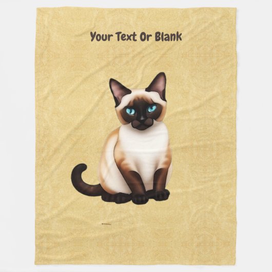 Siamese kat op oud papier fleece deken (Voorkant)
