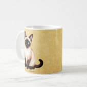 Siamese Kat Op Oud Papier Koffiemok (Voorkant links)