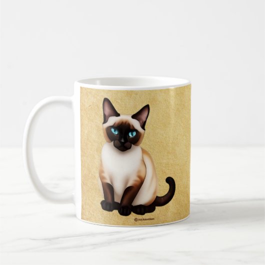 Siamese Kat Op Oud Papier Koffiemok (Links)