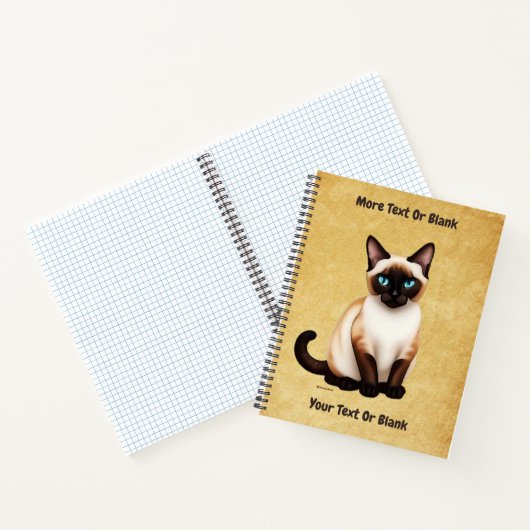 Siamese kat op oud papier notitieboek (Binnen)