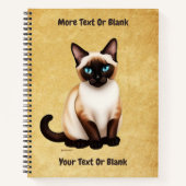 Siamese kat op oud papier notitieboek (Voorkant)