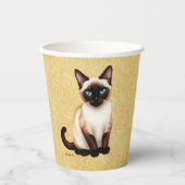 Siamese kat op oud papier papieren bekers (Voorkant)