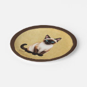 Siamese kat op oud papier papieren bordje (Gekanteld)