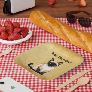 Siamese kat op oud papier papieren bordje