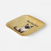 Siamese kat op oud papier papieren bordje (Gebogen)