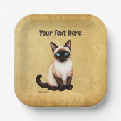 Siamese kat op oud papier papieren bordje (Voorkant)