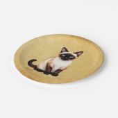 Siamese kat op oud papier papieren bordje (Gekanteld)