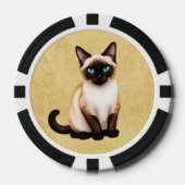 Siamese kat op oud papier poker chips (Voorkant)