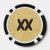Siamese kat op oud papier poker chips (Achterkant)