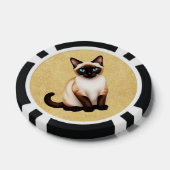 Siamese kat op oud papier poker chips (Enkel)