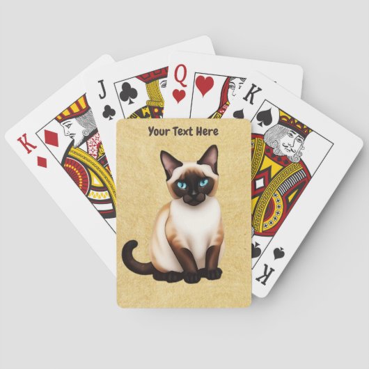 Siamese kat op oud papier pokerkaarten (Achterkant)