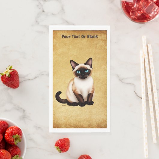 Siamese kat op oud papier servet (Insitu)
