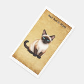 Siamese kat op oud papier servet (Hoek)