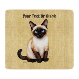 Siamese kat op oud papier snijplank