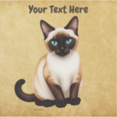 Siamese kat op oud papier sticker (Voorkant)