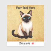 Siamese kat op oud papier sticker (Vel)