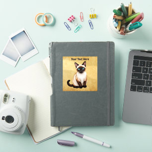 Siamese kat op oud papier sticker