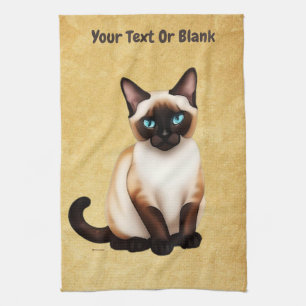 Siamese kat op oud papier theedoek