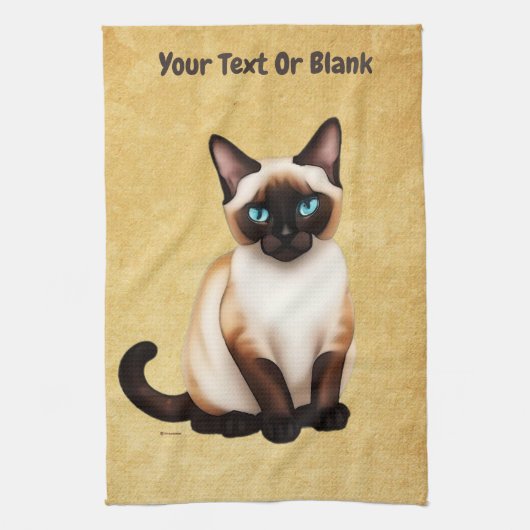 Siamese kat op oud papier theedoek (Verticaal)