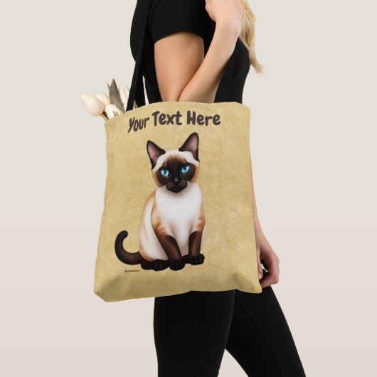 Siamese kat op oud papier tote bag (Dichtbij)