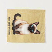 Siamese kat op oud papier wandkleed (Voorkant (horizontaal))