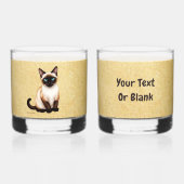 Siamese Kat Op Oud Papier Whisky Glas (Voorkant)