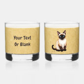 Siamese Kat Op Oud Papier Whisky Glas (Achterkant)