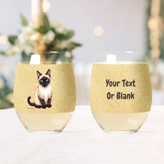 Siamese kat op oud papier wijnglas zonder voet (Insitu (Huwelijk))