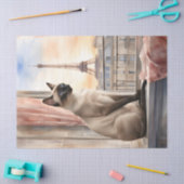 Siamese kat op Parijse vensterbank Decoupage Tissuepapier (Craft)