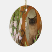 Siamese kat op planelbloemen dierlijk siermiddel keramisch ornament (Rechts)