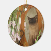 Siamese kat op planelbloemen dierlijk siermiddel keramisch ornament (Links)
