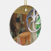 Siamese kat op schelf- en sierplanten keramisch ornament (Rechts)