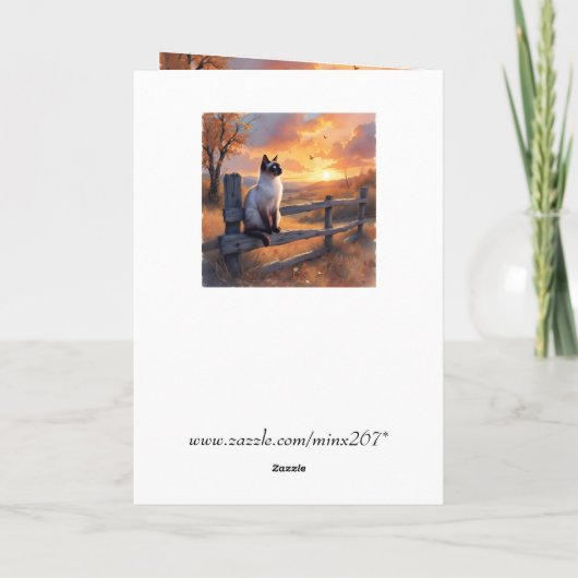 Siamese kat op split rail hek Verjaardag Kaart (Achterkant)