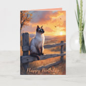 Siamese kat op split rail hek Verjaardag Kaart (Voorkant)