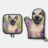 Siamese Kat Oven Mitt & Pot Houder Set (Voorkant)