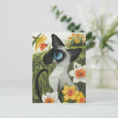 Siamese kat paaslente narcissen door BiHrLe Feestdagenkaart (Staand voorkant)